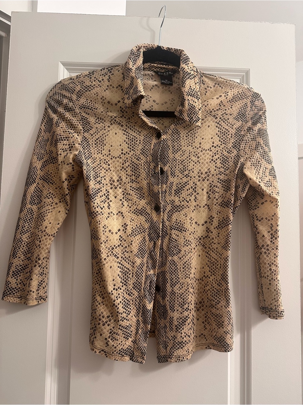 Y2K vintage mesh button up quarter length sleeves